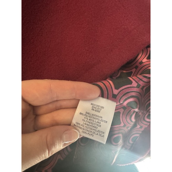 Attention Hot Pink / Dark Mauve Wool Button Up Coat Winter Plus 1x Overcoat Warm - Picture 4 of 8